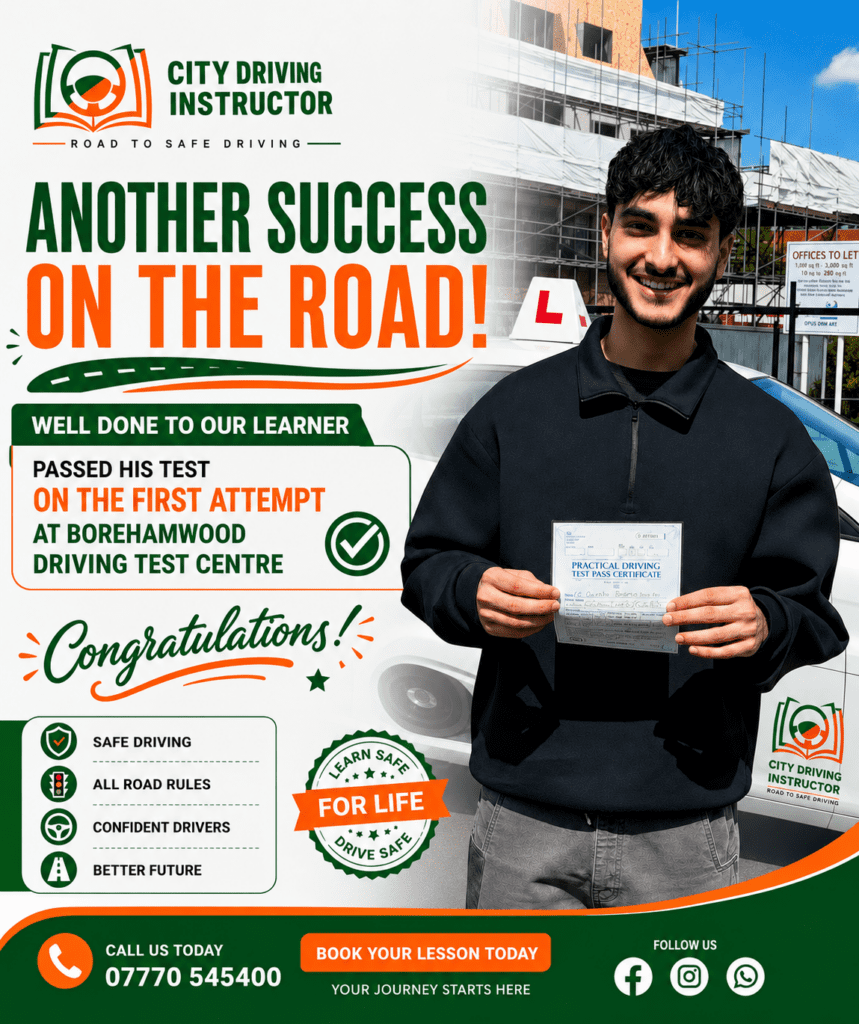 Driving test success announcement and celebration