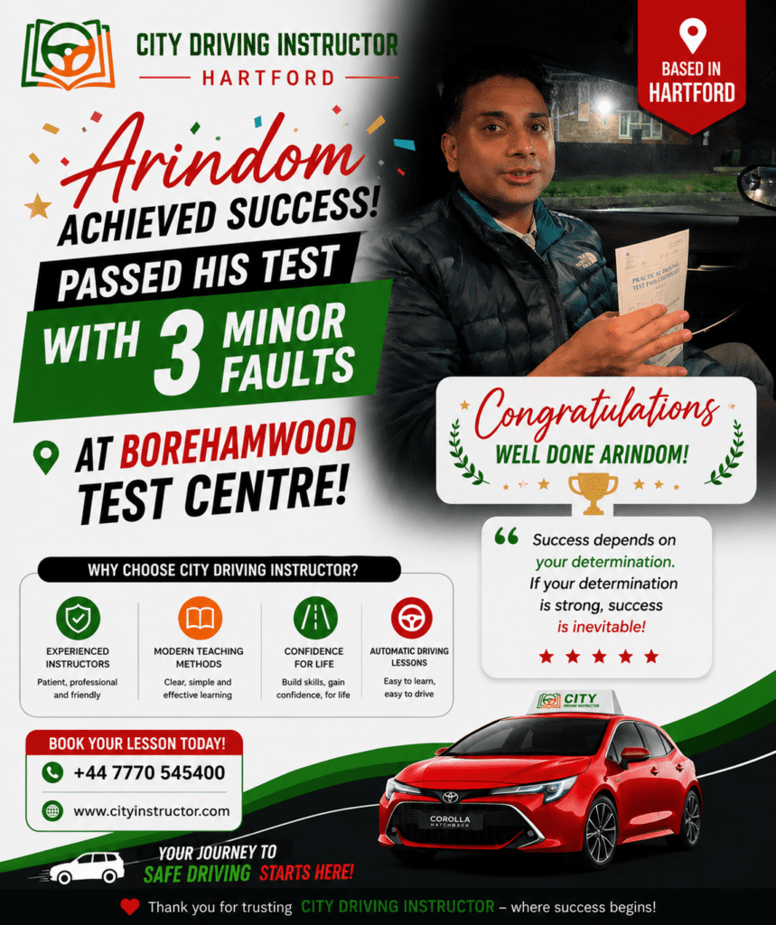 Driving success announcement for Arindom