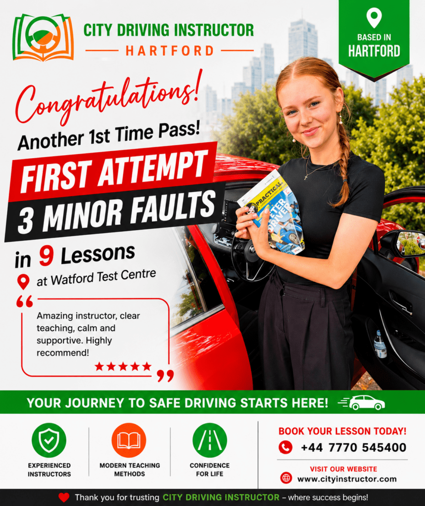 Driving instructor advertisement for Hartford