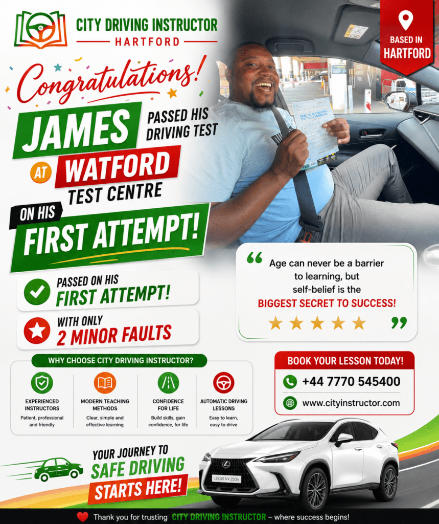 Celebratory driving test success announcement