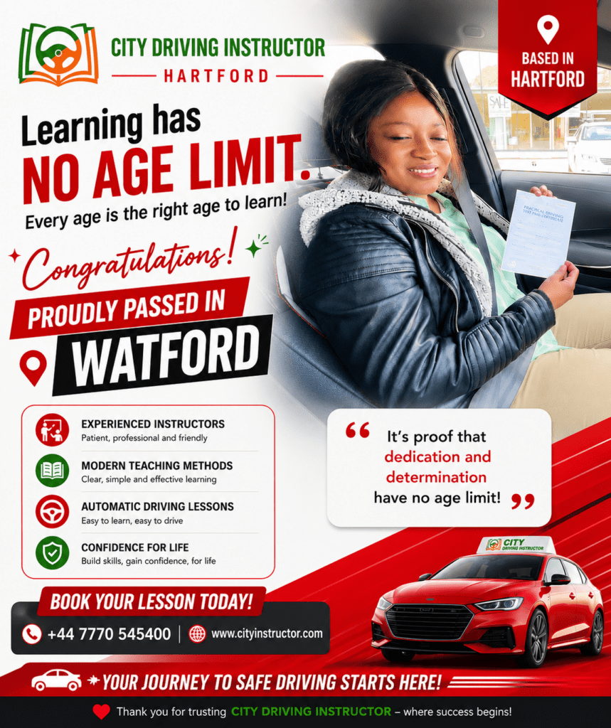 Driving instructor advertisement in Hartford