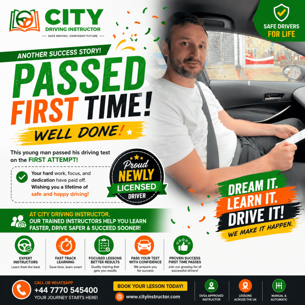Driving test success announcement poster