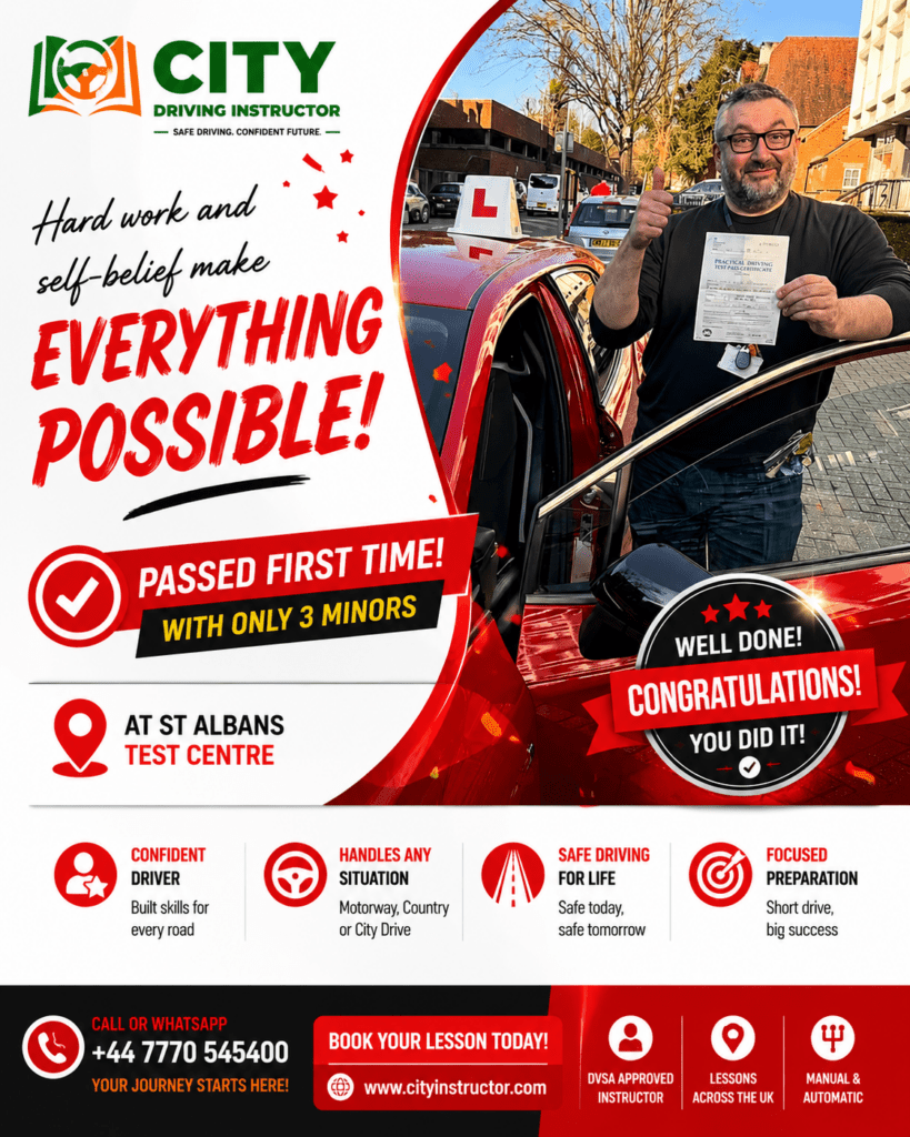 Driving instructor advertisement with achievements