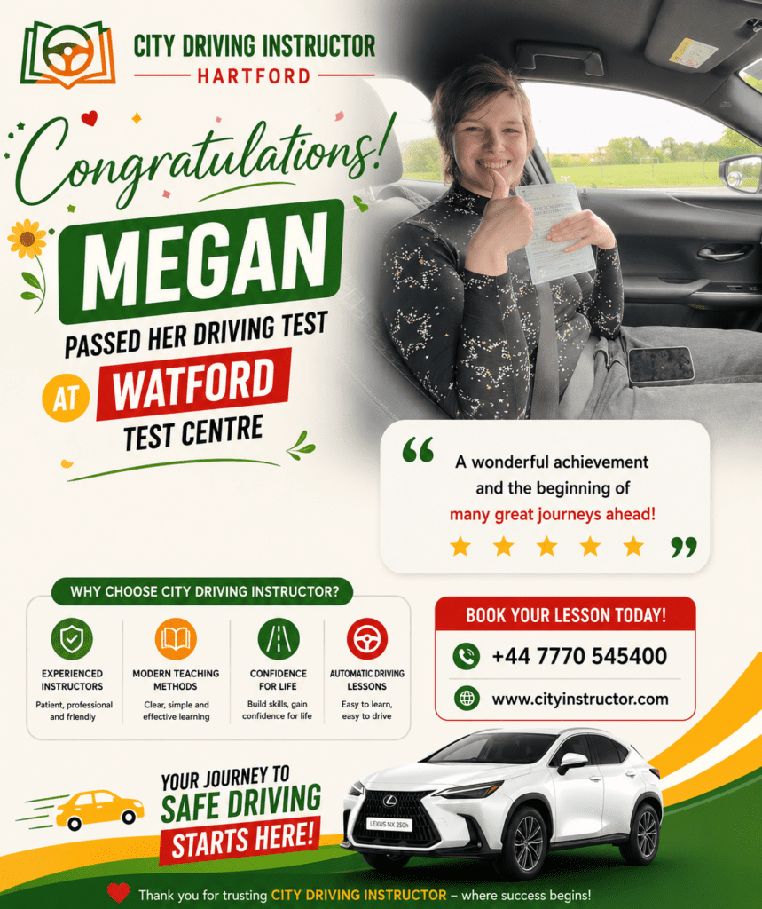 Celebratory driving test success announcement
