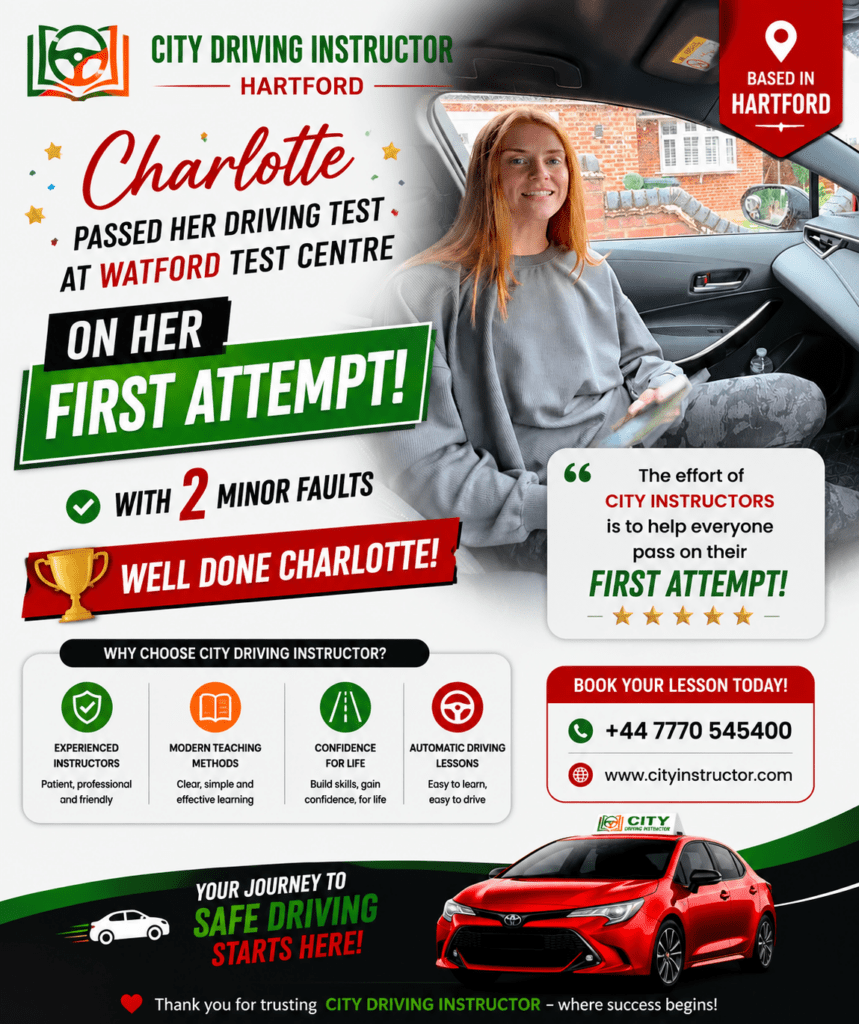 Celebratory driving test success announcement