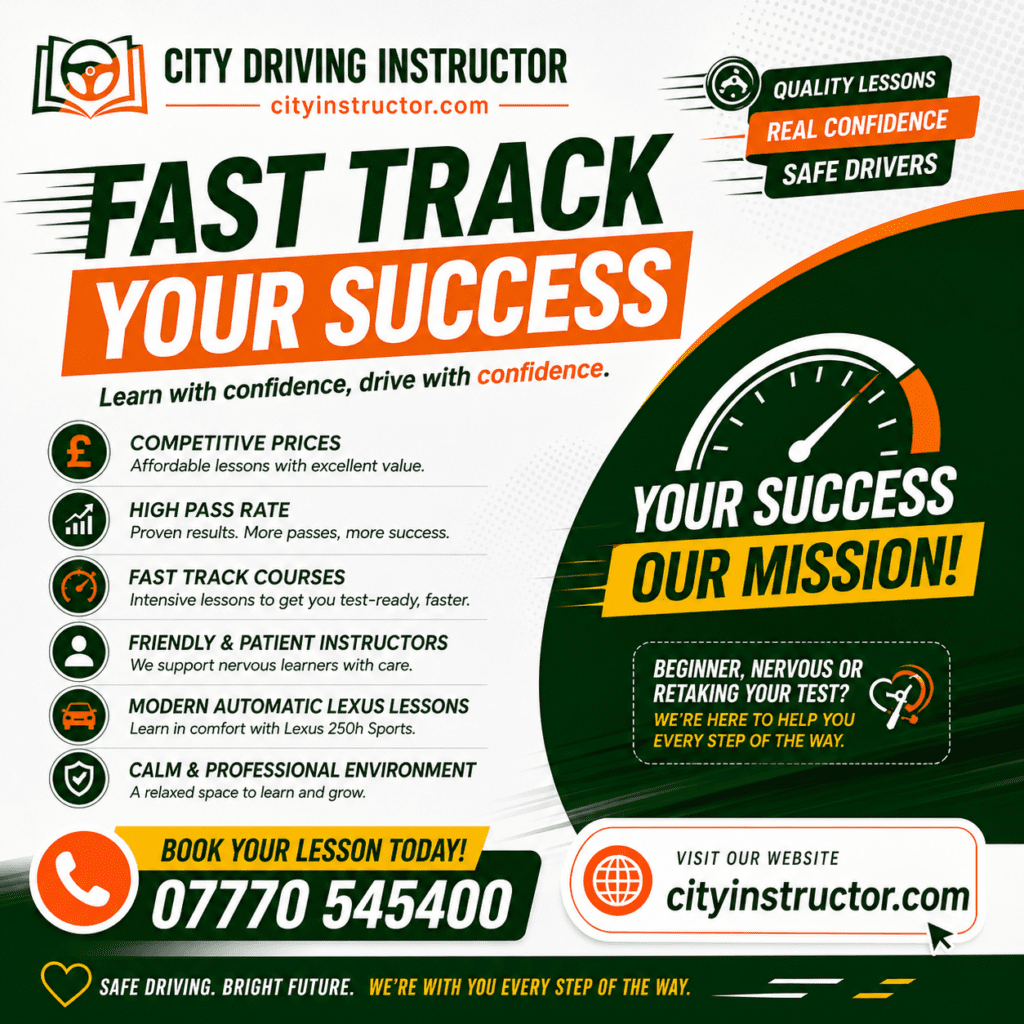Driving school advertisement with services